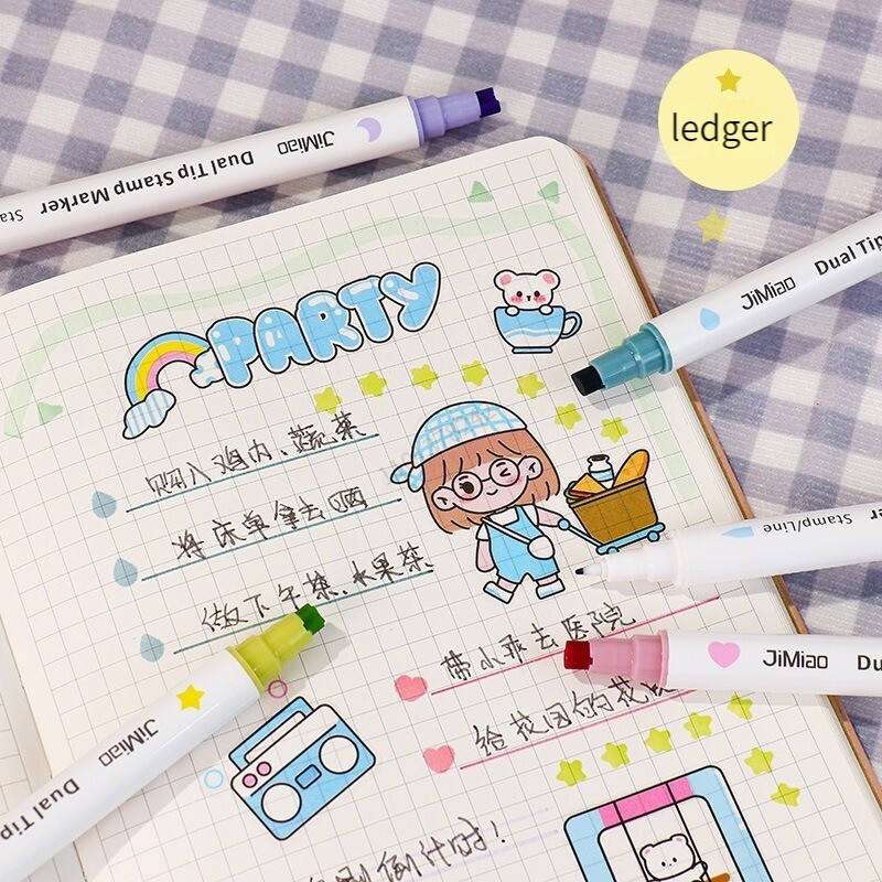 Pečat sa 6 boja Dvoglavi umjetnički markeri Marker Olovka Zvijezda/Srce/Mjesec/Kapljica/Kvadrat za spomenar Dnevnik Plakat Božićna čestitka