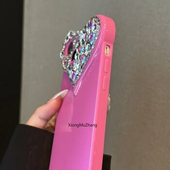 Πολυτελής θήκη Womem Large 3D Love Diamond Rhinestone για IPhone 16 13 Pro Max 15 14 13 Plus 12 11 Pro Max XSMax Crystal Girl Cover