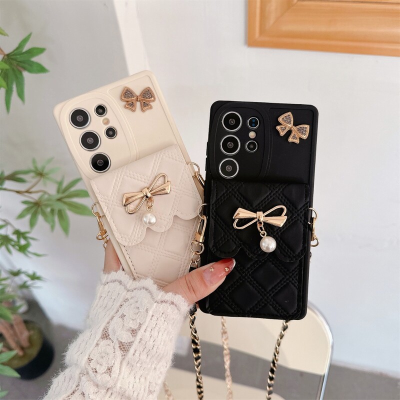 3D Bowknot Crossbody Card Holder Портфейл Калъф за телефон за Samsung Galaxy A06 A55 A35 A25 A15 A05S A05 A54 A53 A52S A52 A51 A50
