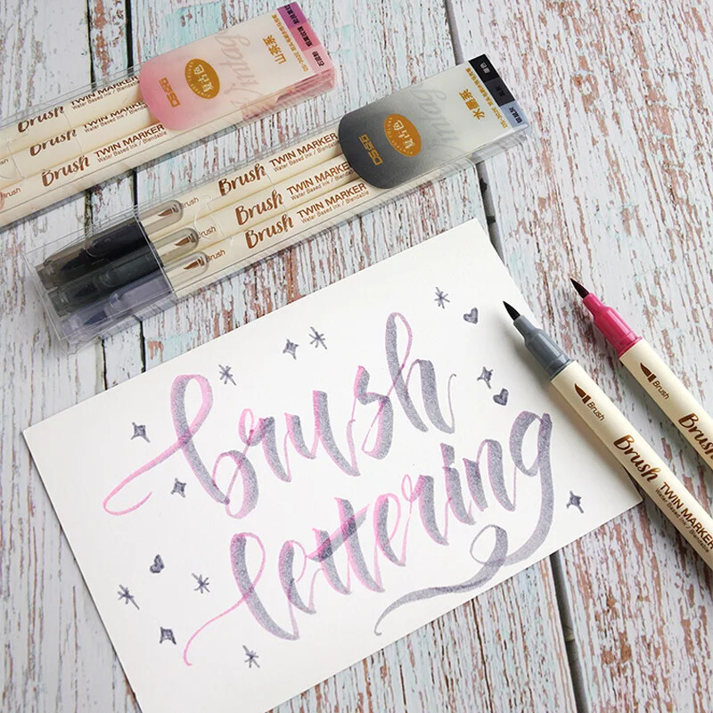 3kom Retro set olovki za kaligrafiju u boji Scrapbooking Crafts Soft Tip Dvostrane fine linije Markeri za crtanje s umjetničkim slovima