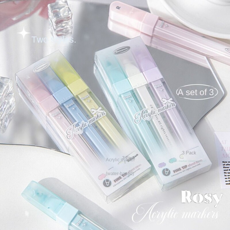 3kom akrilne olovke za grafite Korejski modni jednobojni markeri za DIY ukrasne spomenare Lijepe papirnate materijale za pisanje
