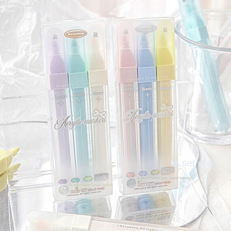 3kom akrilne olovke za grafite Korejski modni jednobojni markeri za DIY ukrasne spomenare Lijepe papirnate materijale za pisanje