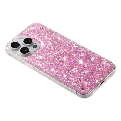 Starry Glitter Pink Sequin telefono dėklas, skirtas iPhone 16 15 14 13 12 11 Pro Max X XR 7 8 Plus SE2 kietas silikonas, apsaugantis nuo kritimo galinis dangtelis