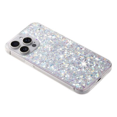 Starry Glitter Pink Sequin telefono dėklas, skirtas iPhone 16 15 14 13 12 11 Pro Max X XR 7 8 Plus SE2 kietas silikonas, apsaugantis nuo kritimo galinis dangtelis