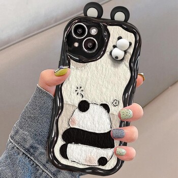 Αστεία Panda Toy Cartoon Ear Wave TPU Soft Phone Back Case for iPhone 15 14 13 Mini 11 12 14 Pro Max X XS Max XR 7 8 Plus SE Capa