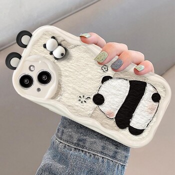 Αστεία Panda Toy Cartoon Ear Wave TPU Soft Phone Back Case for iPhone 15 14 13 Mini 11 12 14 Pro Max X XS Max XR 7 8 Plus SE Capa