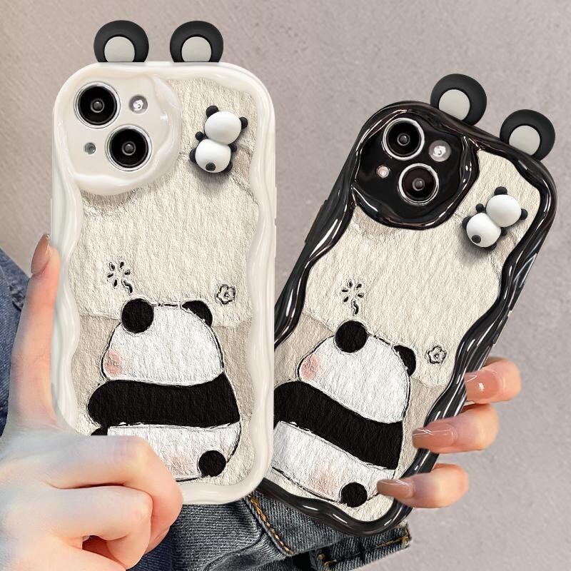 Funny Panda Toy Cartoon Ear Wave TPU meka stražnja maska za telefon za iPhone 15 14 13 Mini 11 12 14 Pro Max X XS Max XR 7 8 Plus SE Capa