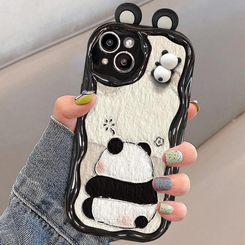 Funny Panda Toy Cartoon Ear Wave TPU meka stražnja maska za telefon za iPhone 15 14 13 Mini 11 12 14 Pro Max X XS Max XR 7 8 Plus SE Capa