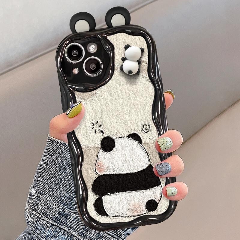 Funny Panda Toy Cartoon Ear Wave TPU meka stražnja maska za telefon za iPhone 15 14 13 Mini 11 12 14 Pro Max X XS Max XR 7 8 Plus SE Capa