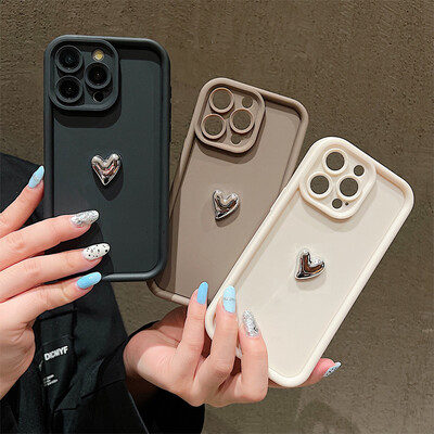 Μαλακή θήκη τηλεφώνου Silver Heart από σιλικόνη για iPhone 16 15 14 13 12 11 Pro Max XS XR 7 8 Plus SE 2020 Ματ κάλυμμα Candy