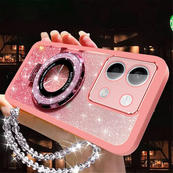 Θήκη θήκης τηλεφώνου Crystal Bracelet Glitter για Xiaomi Redmi Note 13 Pro Plus 4G 5G 12 11 11S 10 10S 9 9S Pro Stand κάλυμμα σιλικόνης