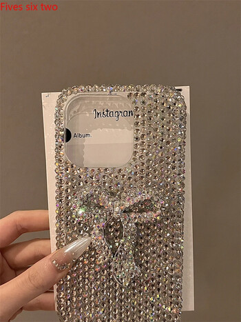 Θήκη τηλεφώνου Luxury Fashion Full Bling Crystal Diamond Big Bow για iPhone 16 Pro Max Case 15 14 13 12 11 X XS XR Αντικραδασμικό κάλυμμα