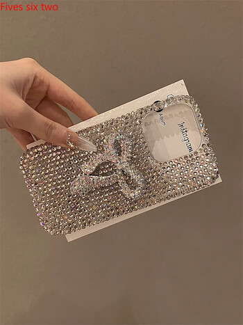 Θήκη τηλεφώνου Luxury Fashion Full Bling Crystal Diamond Big Bow για iPhone 16 Pro Max Case 15 14 13 12 11 X XS XR Αντικραδασμικό κάλυμμα