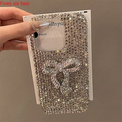 Θήκη τηλεφώνου Luxury Fashion Full Bling Crystal Diamond Big Bow για iPhone 16 Pro Max Case 15 14 13 12 11 X XS XR Αντικραδασμικό κάλυμμα