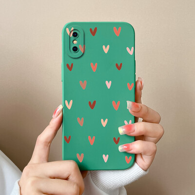 Skirtas iPhone X XR XS Max Case Heart minkštas skystas silikoninis fotoaparato apsauginis dangtelis Apple iPhoneX XR XSMax Funda For Girls