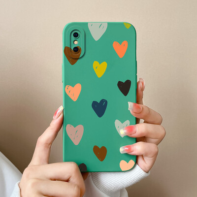 Skirtas iPhone X XR XS Max Case Heart minkštas skystas silikoninis fotoaparato apsauginis dangtelis Apple iPhoneX XR XSMax Funda For Girls