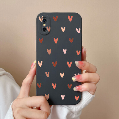Skirtas iPhone X XR XS Max Case Heart minkštas skystas silikoninis fotoaparato apsauginis dangtelis Apple iPhoneX XR XSMax Funda For Girls