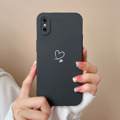 Skirtas iPhone X XR XS Max Case Heart minkštas skystas silikoninis fotoaparato apsauginis dangtelis Apple iPhoneX XR XSMax Funda For Girls