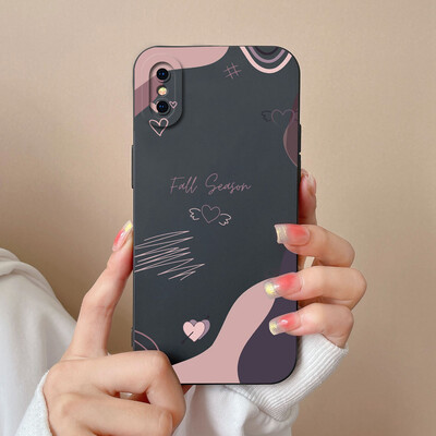 Skirtas iPhone X XR XS Max Case Heart minkštas skystas silikoninis fotoaparato apsauginis dangtelis Apple iPhoneX XR XSMax Funda For Girls