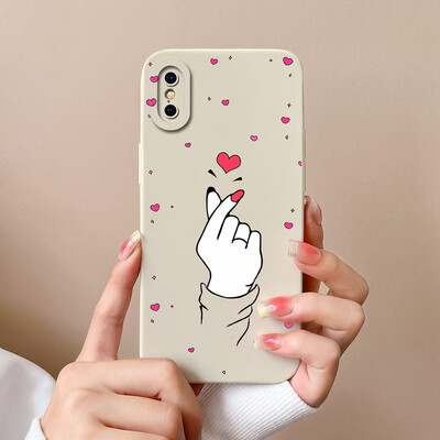 Skirtas iPhone X XR XS Max Case Heart minkštas skystas silikoninis fotoaparato apsauginis dangtelis Apple iPhoneX XR XSMax Funda For Girls