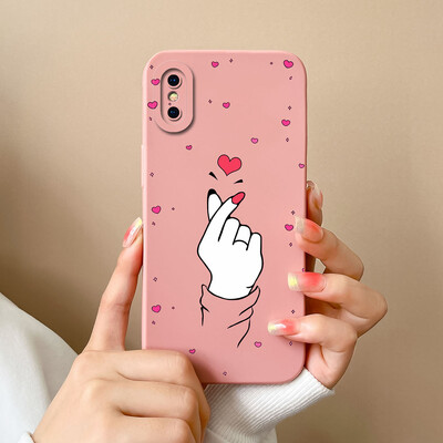 Skirtas iPhone X XR XS Max Case Heart minkštas skystas silikoninis fotoaparato apsauginis dangtelis Apple iPhoneX XR XSMax Funda For Girls