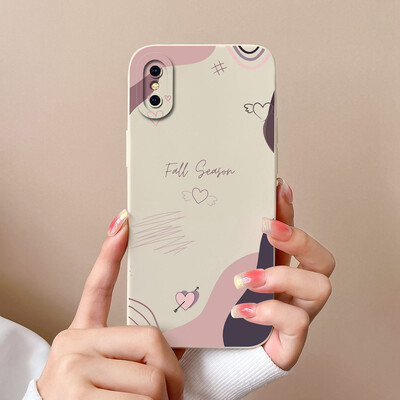Skirtas iPhone X XR XS Max Case Heart minkštas skystas silikoninis fotoaparato apsauginis dangtelis Apple iPhoneX XR XSMax Funda For Girls