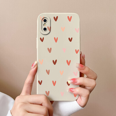 Skirtas iPhone X XR XS Max Case Heart minkštas skystas silikoninis fotoaparato apsauginis dangtelis Apple iPhoneX XR XSMax Funda For Girls