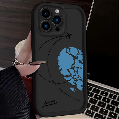 Uparena telefonska torbica Love Heart za iPhone 16 15 14 13 12 11 Pro Max XS X XR 8 7 Plus SE 2020 Mekana silikonska maska otporna na udarce