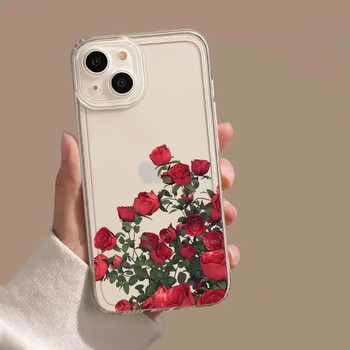 Μαλακή διαφανής θήκη τηλεφώνου Rose για iPhone 11 12 13 14 15 Pro Max XR XS X 7 8 15 Plus SE 2022 Προστασία φακού Μαλακό πίσω κάλυμμα