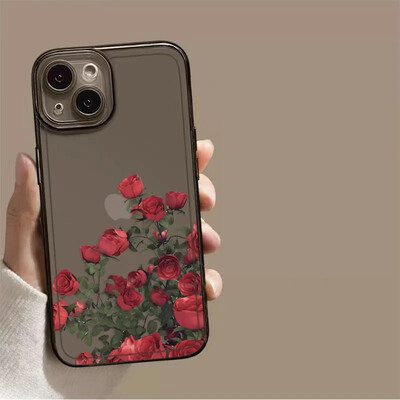 Μαλακή διαφανής θήκη τηλεφώνου Rose για iPhone 11 12 13 14 15 Pro Max XR XS X 7 8 15 Plus SE 2022 Προστασία φακού Μαλακό πίσω κάλυμμα