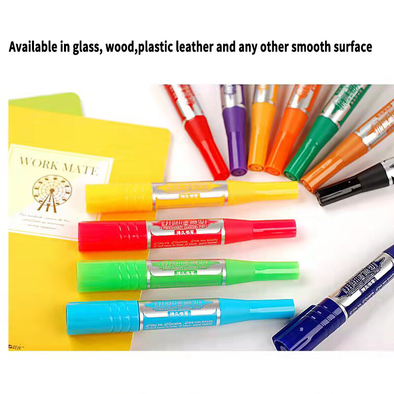 12 цвята/комплект Джъмбо размер Перманентни маркери Насипни големи перманентни маркери Химикалки с връх на длето Джъмбо маркери Химикалки Дебел перманентен белег