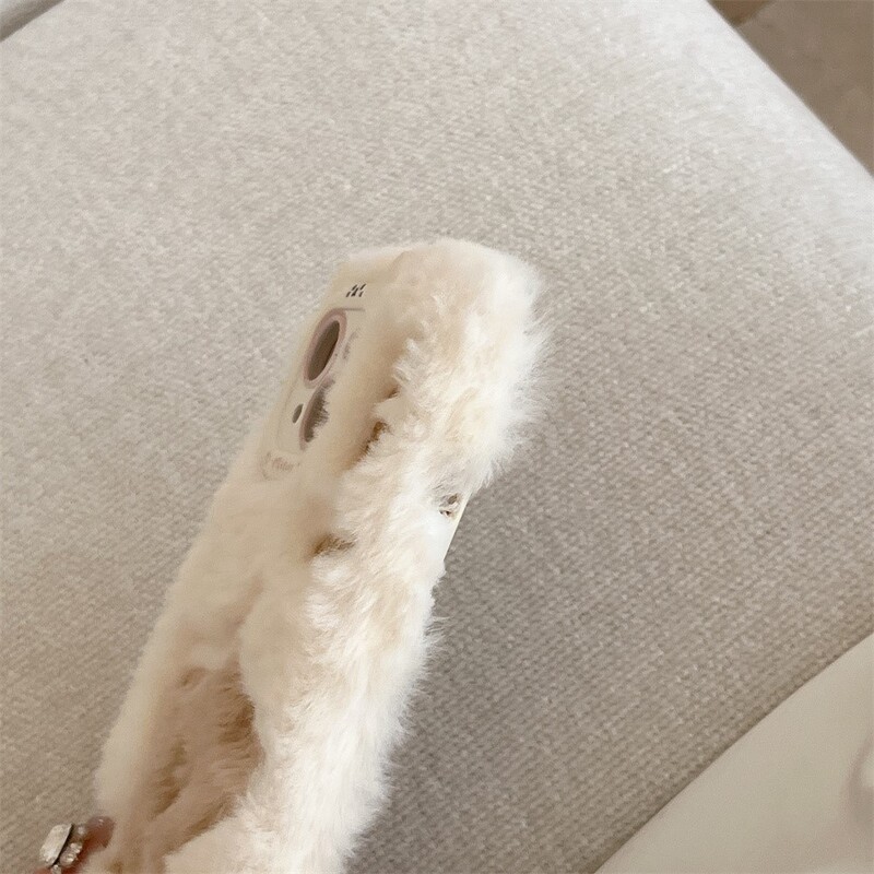 Мек плюшен сладък калъф за телефон със звездна луна за iPhone 14 15 16 Plus 13 Pro Max 11 12 Пухкава топла зимна кожена кожух