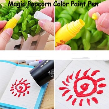 2 Σετ στυλό Magic Puffy Paint Στυλό σχεδίασης Diy Bubble Στυλό σχεδίασης Magic Puffy στυλό για παιδιά Puffy Popcorn Στυλό Magic Color Paint Σετ 6 τεμαχίων