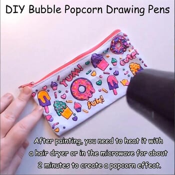 2 Σετ στυλό Magic Puffy Paint Στυλό σχεδίασης Diy Bubble Στυλό σχεδίασης Magic Puffy στυλό για παιδιά Puffy Popcorn Στυλό Magic Color Paint Σετ 6 τεμαχίων