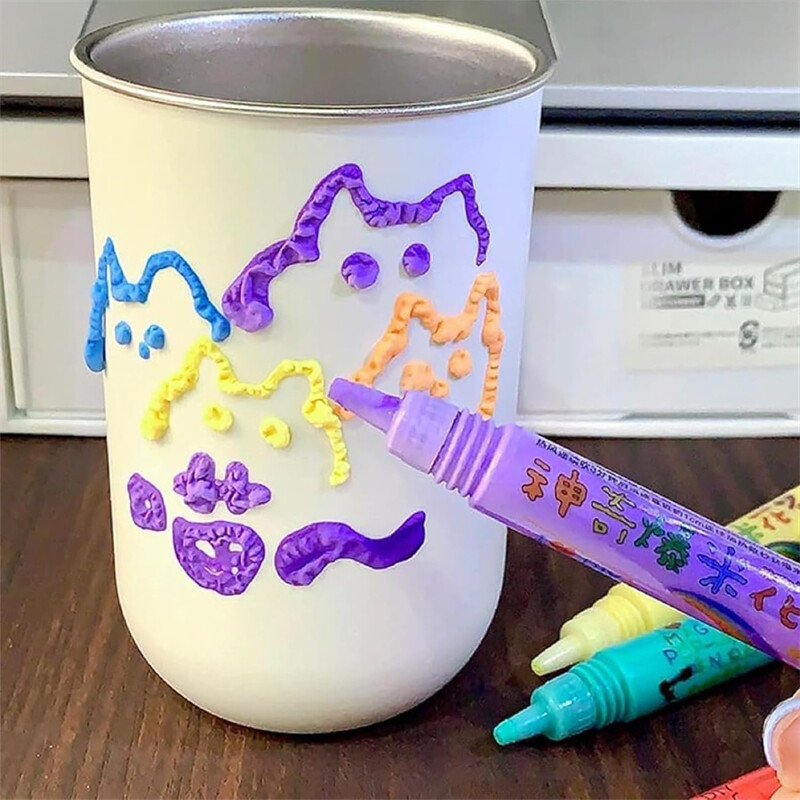 2 комплекта Magic Puffy Paint Pens Направи си сам Bubble Drawing Pens Magic Puffy Pens for Kids Puffy Puffy Pens Magic Color Paint Pens Комплект от 6