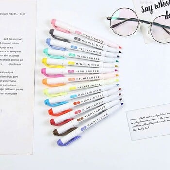 5/10 Colors Double Headed Highlighter Pen Art Markers Kawaii Japanese Soft Color Fluorescent Pens School & Office Gary