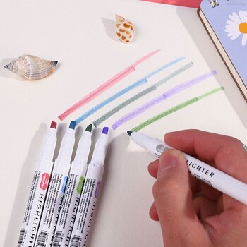 5/10 Colors Double Headed Highlighter Pen Art Markers Kawaii Japanese Soft Color Fluorescent Pens School & Office Gary