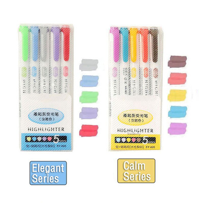5/10 spalvų Dviejų galvučių paryškinimo rašiklis Art Markers Kawaii japonų minkštų spalvų fluorescenciniai rašikliai Mokyklos ir biuro reikmenys
