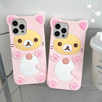 Θήκη καλύμματος σιλικόνης Kawaii Rilakkuma Bear για iPhone 15 14 13 12 Mini 11 Pro X XS Max XR 6 6S 7 8 Plus SE