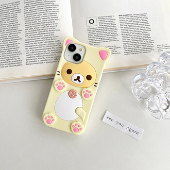 Θήκη καλύμματος σιλικόνης Kawaii Rilakkuma Bear για iPhone 15 14 13 12 Mini 11 Pro X XS Max XR 6 6S 7 8 Plus SE