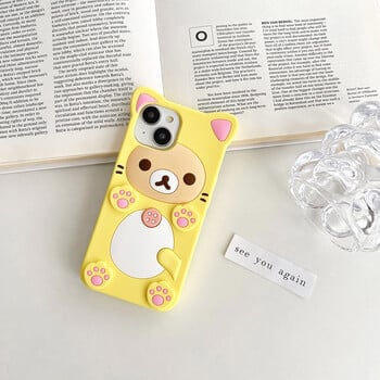 Θήκη καλύμματος σιλικόνης Kawaii Rilakkuma Bear για iPhone 15 14 13 12 Mini 11 Pro X XS Max XR 6 6S 7 8 Plus SE