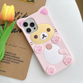 Θήκη καλύμματος σιλικόνης Kawaii Rilakkuma Bear για iPhone 15 14 13 12 Mini 11 Pro X XS Max XR 6 6S 7 8 Plus SE