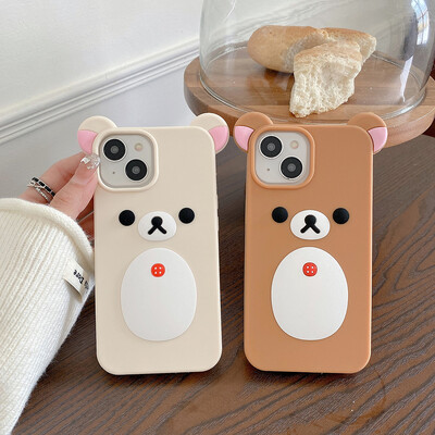 Madingas mielas animacinis filmas Rilakkuma Bear minkštas silikoninis telefono dėklo dangtelis, skirtas iPhone 11 12 13 14 15 16 Pro Max