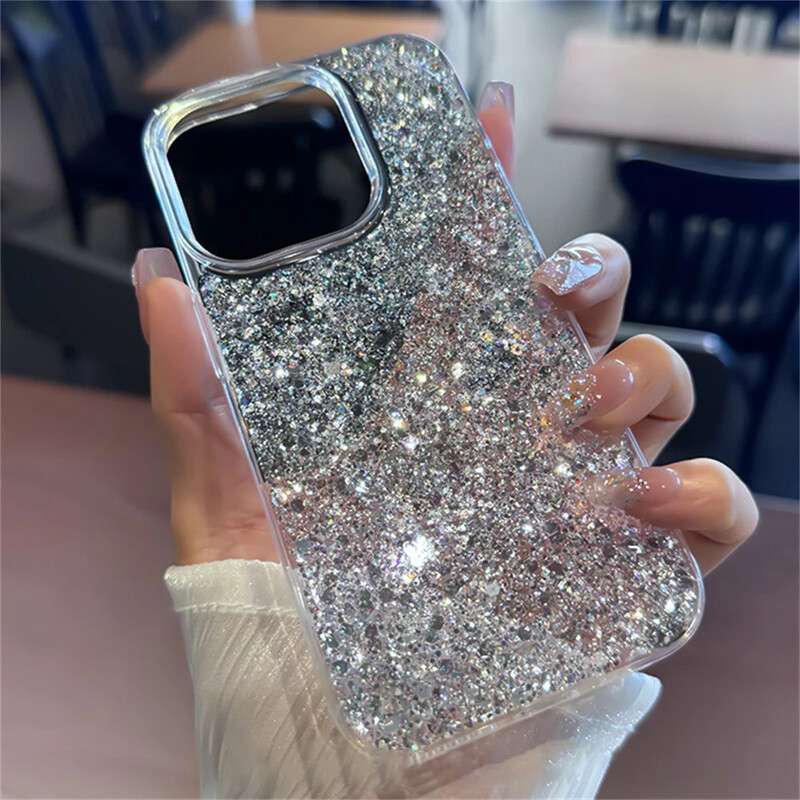 Θήκη τηλεφώνου Luxury Fashion Sequin Glitter Bling για iPhone 16 pro max 15 14 13 12 11 Plus Μαλακό κάλυμμα σιλικόνης, αντικραδασμικό