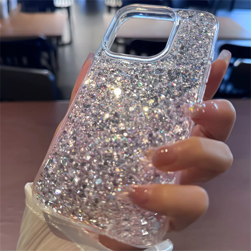 Θήκη τηλεφώνου Luxury Fashion Sequin Glitter Bling για iPhone 16 pro max 15 14 13 12 11 Plus Μαλακό κάλυμμα σιλικόνης, αντικραδασμικό