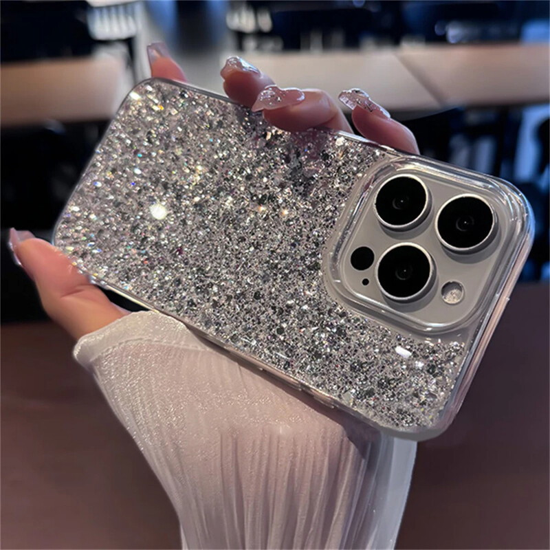 Θήκη τηλεφώνου Luxury Fashion Sequin Glitter Bling για iPhone 16 pro max 15 14 13 12 11 Plus Μαλακό κάλυμμα σιλικόνης, αντικραδασμικό