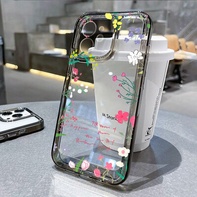 Mekana telefonska maska s cvijetom za iPhone 11 iPhone 13 15 12 14 16 Pro Max XR X XS 7 8 Plus SE 2020 Silikonska prozirna maska otporna na udarce