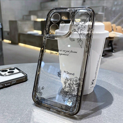 Mekana telefonska maska s cvijetom za iPhone 11 iPhone 13 15 12 14 16 Pro Max XR X XS 7 8 Plus SE 2020 Silikonska prozirna maska otporna na udarce