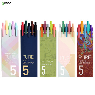 Kaco 5τμχ Pure Plastic Gel στυλό μελάνι Σετ Πολύχρωμο ρετρό σχέδιο Μαρκαδόρος σχεδίασης KACOGREEN Stationery School Office