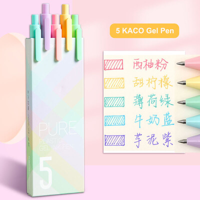 Kaco 5 bucăți pixuri cu cerneală gel din plastic pur Set de pixuri multicolore cu design retro pentru desen KACOGREEN Papetarie Office School